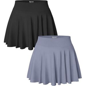 OQQ Active Women’s Circle Skater Skirt Duo in Dark Grey and Blue